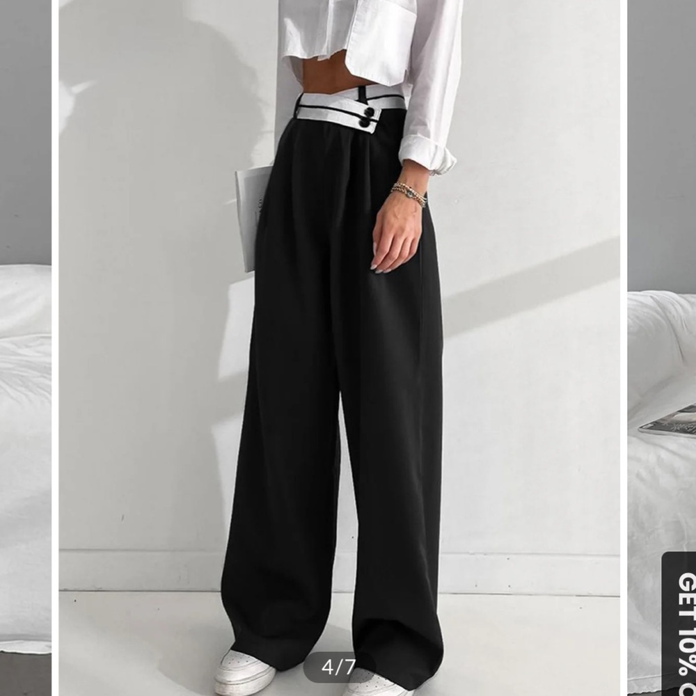Commense Elegant Black Wide-Leg Trousers - Picture 4 of 6